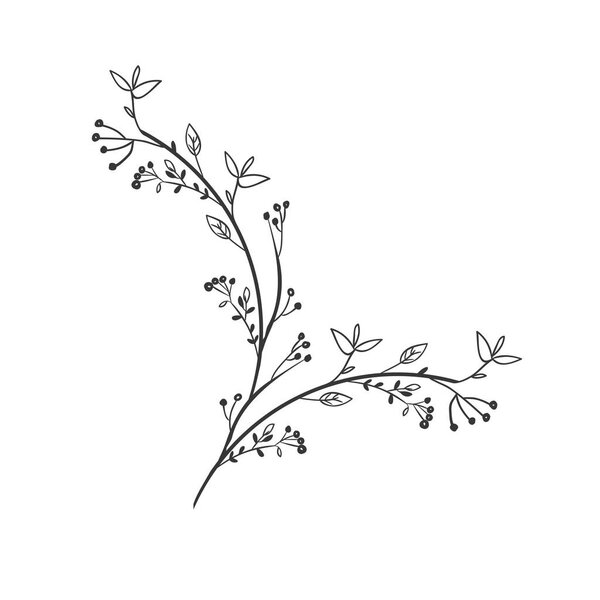 gray scale decorative branch with leafs