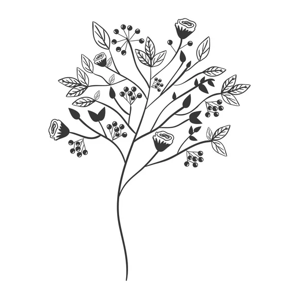 Échelle de gris avec branche florale — Image vectorielle