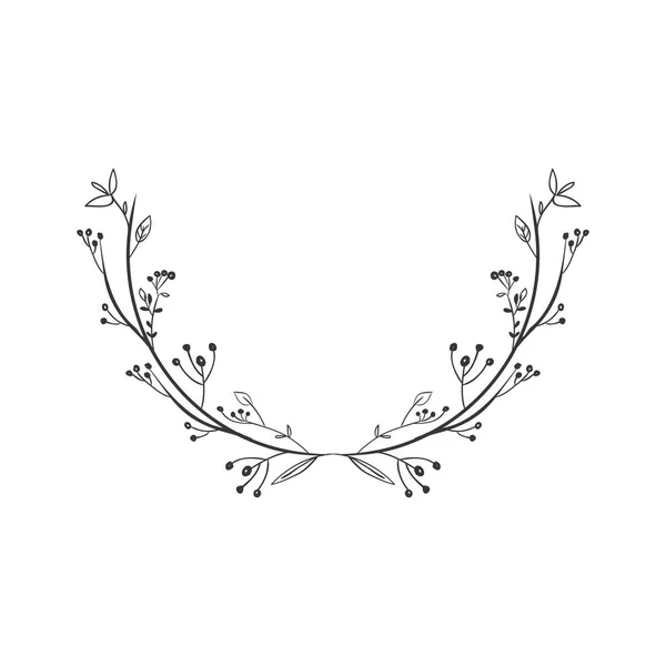 Escala gris decorativo simple media corona floral — Vector de stock
