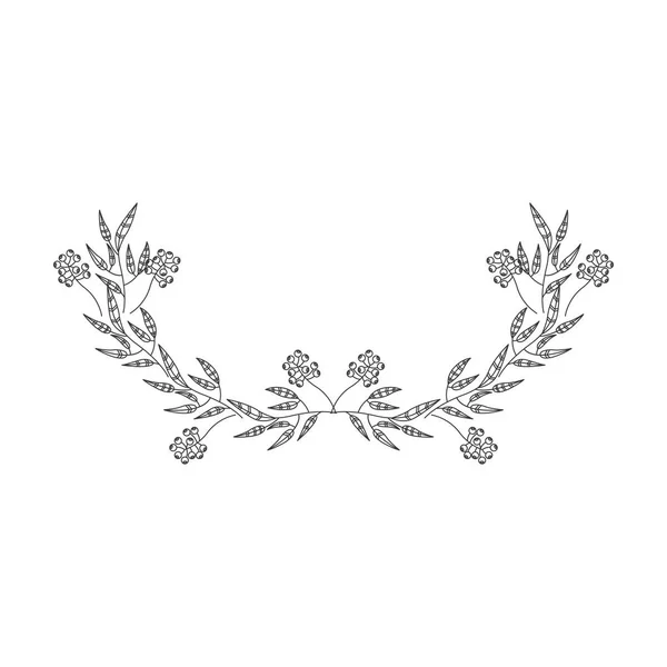 Escala gris media corona rama de olivo contorno — Archivo Imágenes Vectoriales