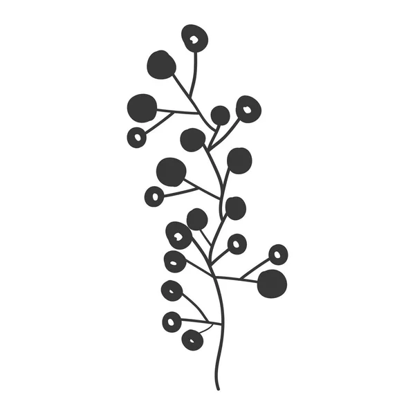 Skala szarości gałęzi oliwnych z owocami — Wektor stockowy