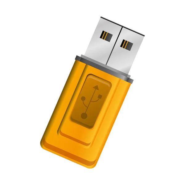 Silhouette jaune lecteur de mémoire USB — Image vectorielle