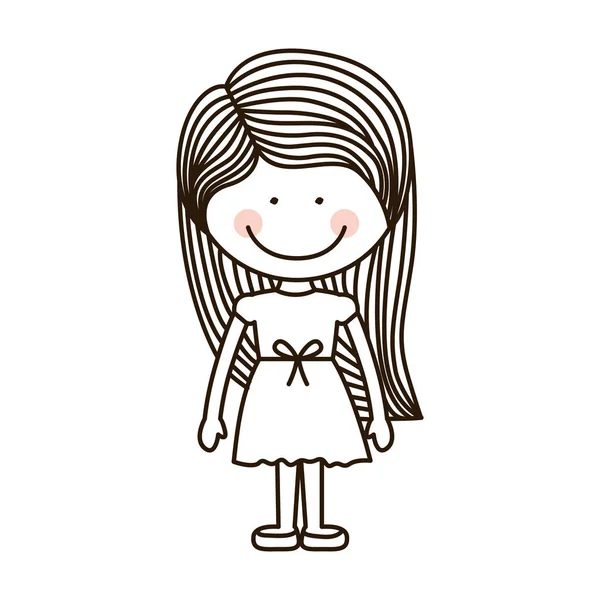 剪影女孩站着礼服和条纹的头发 — 图库矢量图片