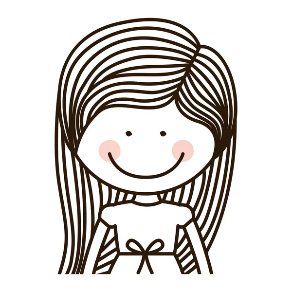Silhouette Halbkörper Mädchen mit gestreiften Haaren — Stockvektor