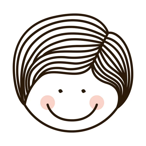 Silhouet voorzijde jongen met gestreepte haren — Stockvector