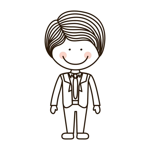正式的西装和领带的剪影男孩 — 图库矢量图片