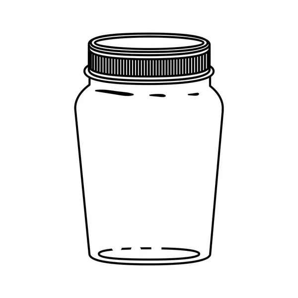 Silhouette jar of jam with lid — Stock Vector