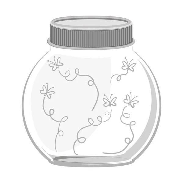 Contenedor de vidrio circular con insectos — Vector de stock