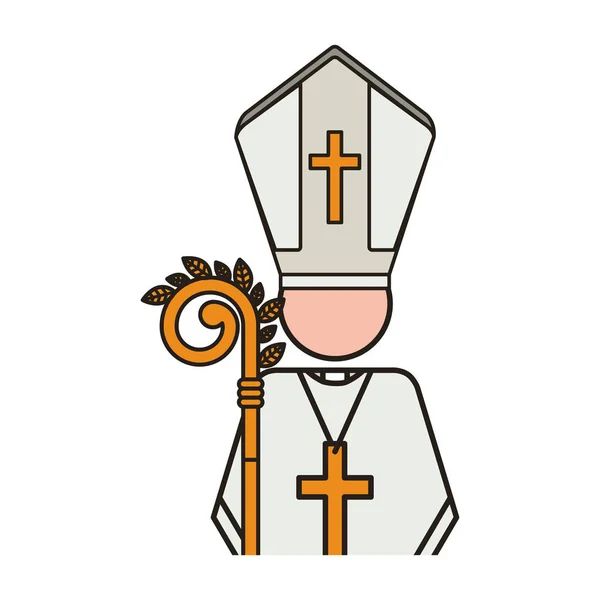 Priest with religion icons — Stock Vector