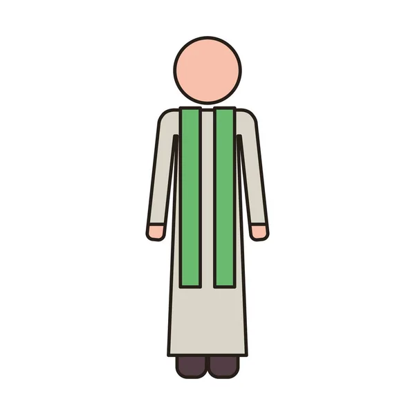 Sacerdote con iconos religiosos — Vector de stock