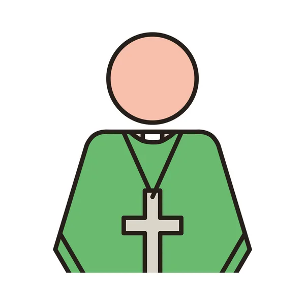 Sacerdote con iconos religiosos — Vector de stock