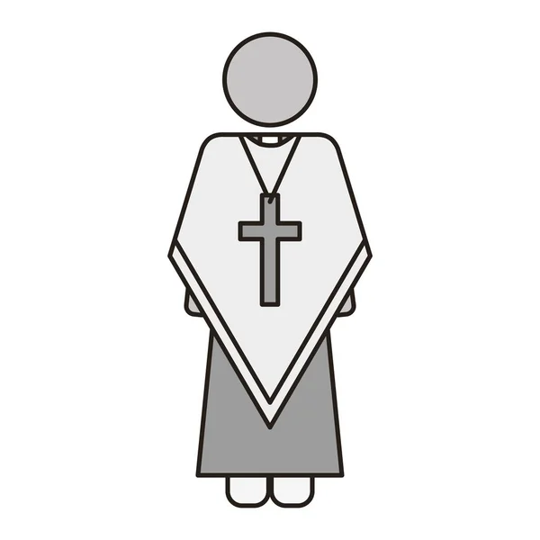 Prêtre avec des icônes de religion — Image vectorielle