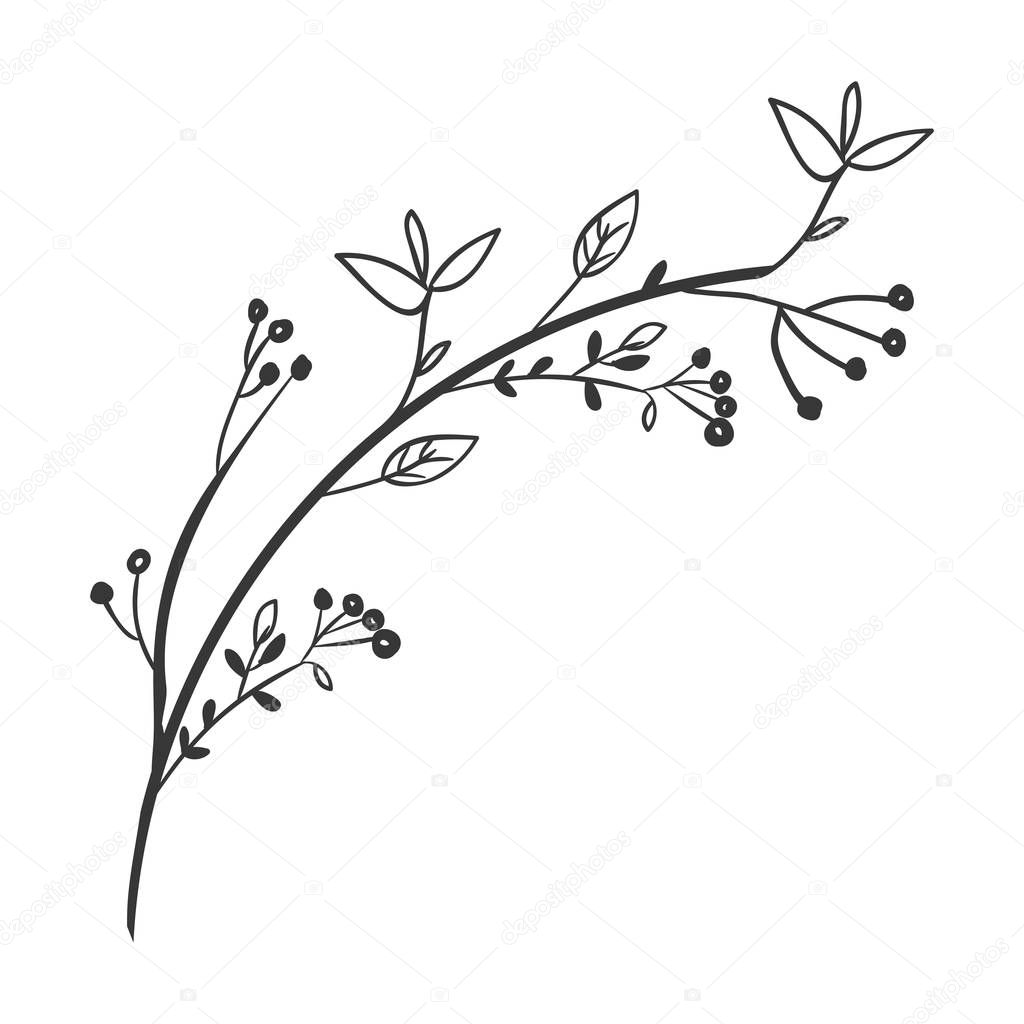 gray scale decorative branch with leaves