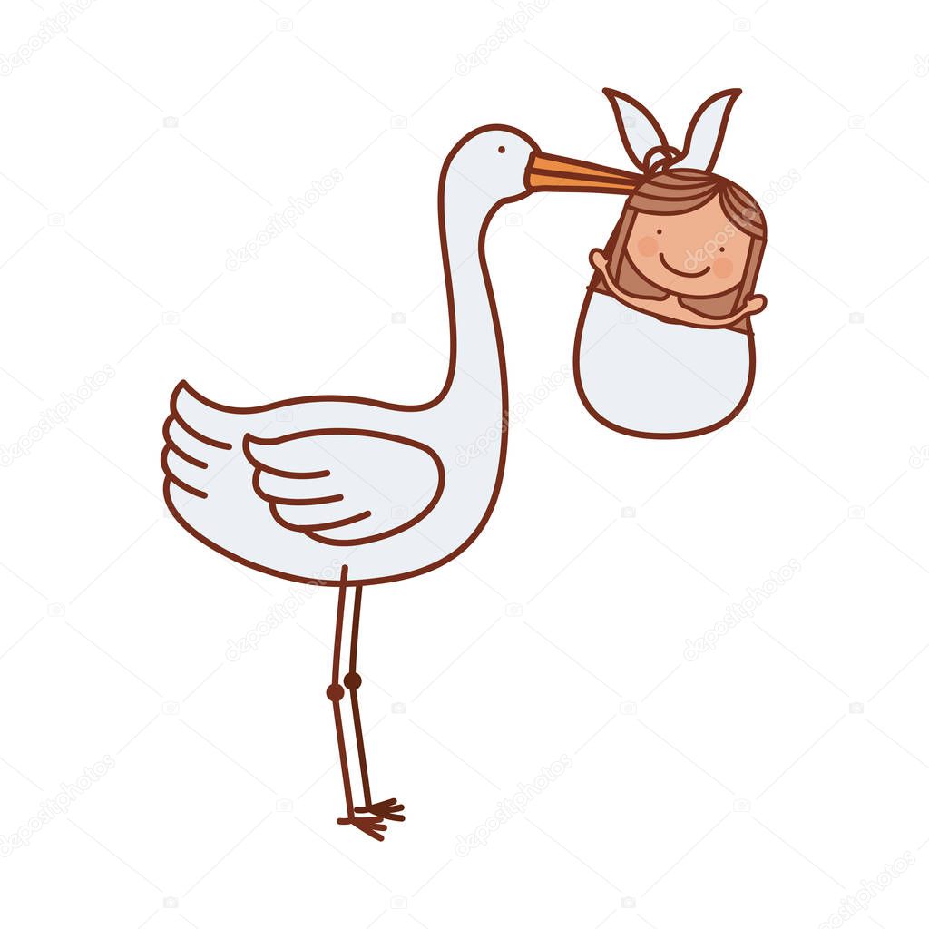 Fumetto della cicogna con piccola neonata design colorato illustrazione vettoriale — Vettoriali di grgroupstock