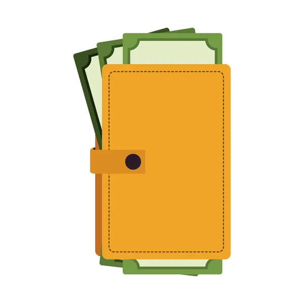 Portefeuille avec billets d'argent — Image vectorielle