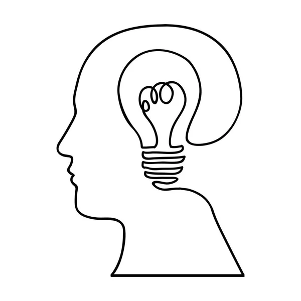 Huvud och glödlampa abstrakt visdom ikonbild — Stock vektor