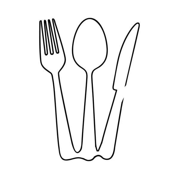 Fourchette couteau cuillère couverts icône image — Image vectorielle