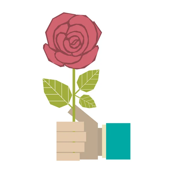 Рука тримає квітку троянди — стоковий вектор