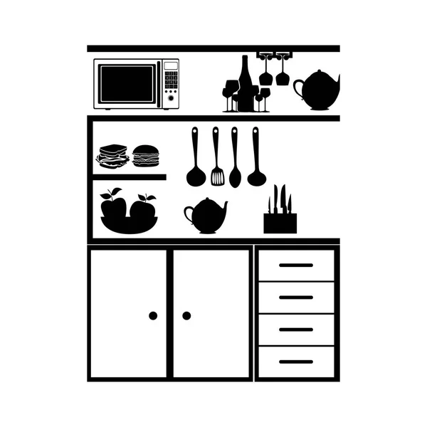 Cocina con utensilios icono — Vector de stock