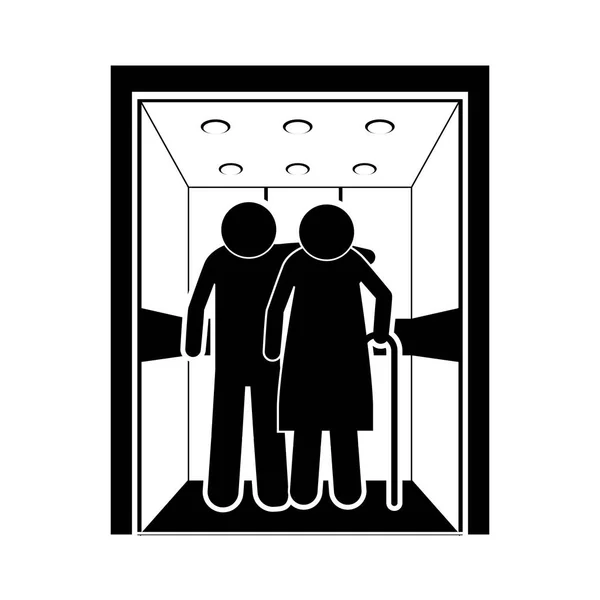 People in elevator design — Stock Vector
