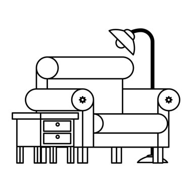 İzole rahat sandalye masa ve lamba tasarımı