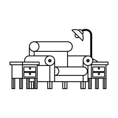 İzole rahat sandalye masa ve lamba tasarımı