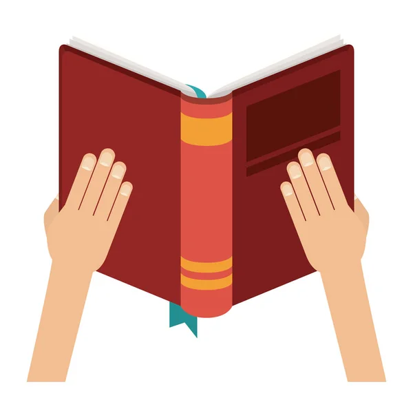 Elszigetelt könyv és a kezek design — Stock Vector