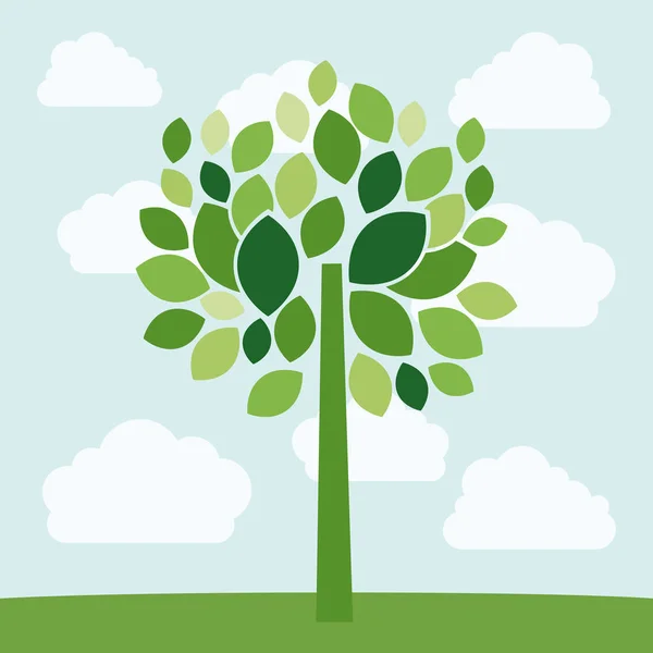Plante d'arbre avec design de feuilles — Image vectorielle