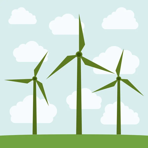 Moinho de vento e design ecologia — Vetor de Stock