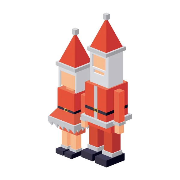 Isometric santa and wife design — Stock Vector