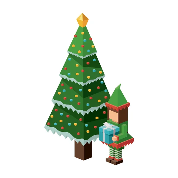 Isometric christmas elf design — Stock Vector