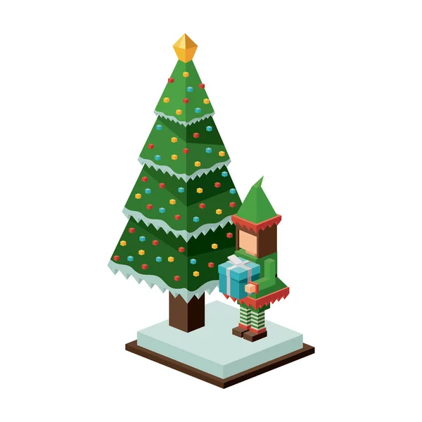 Isometric christmas elf design — Stock Vector