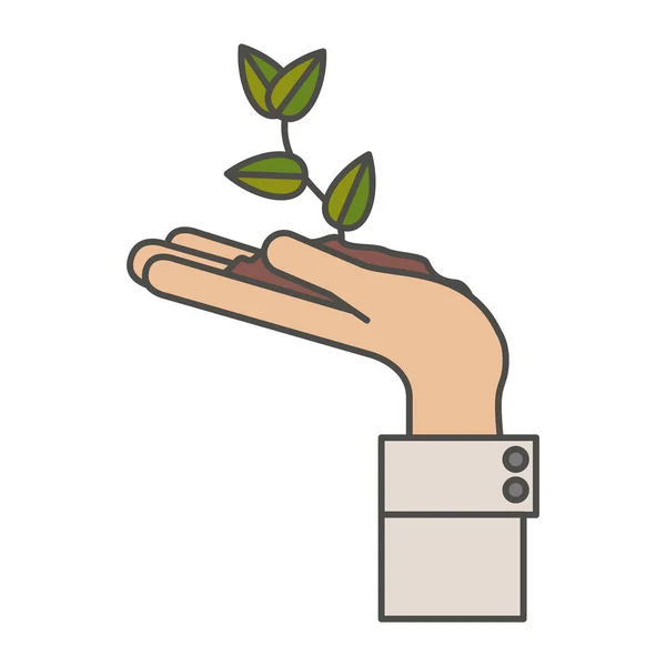 Diseño de planta sobre mano — Vector de stock