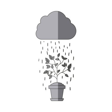 Pot bulut ve yağmur tasarım bitki