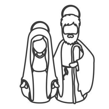 Mary ve joseph karikatür kutsal gece tasarım