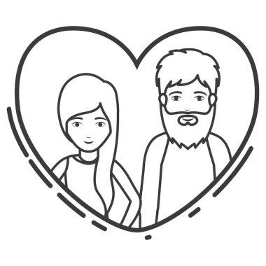 Çizgi film çift kalp tasarımı içinde