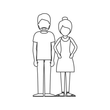 İzole karikatür çift tasarım