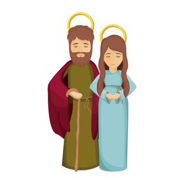 Mary ve joseph karikatür kutsal gece tasarım