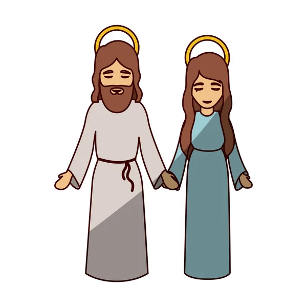 耶稣和玛丽卡通的神圣的夜晚设计 — 图库矢量图片