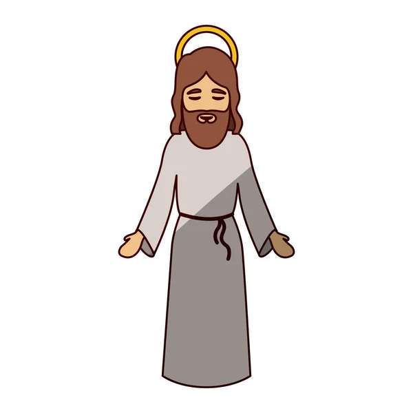 Cartone animato Gesù di disegno notte santa — Vettoriale Stock