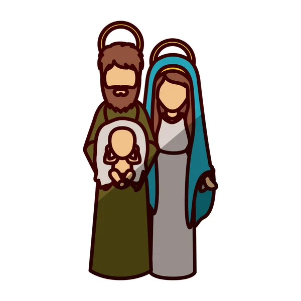 Maria Giosuè e Gesù del disegno della notte santa — Vettoriale Stock