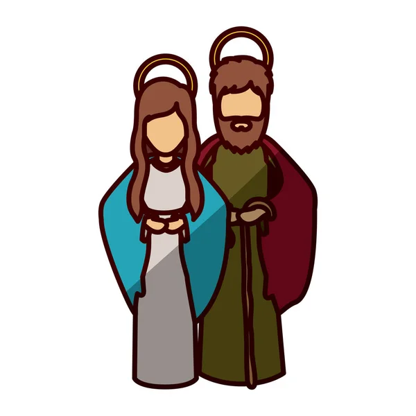 Карикатура Марии и Иосифа на тему "Святая ночь" — стоковый вектор