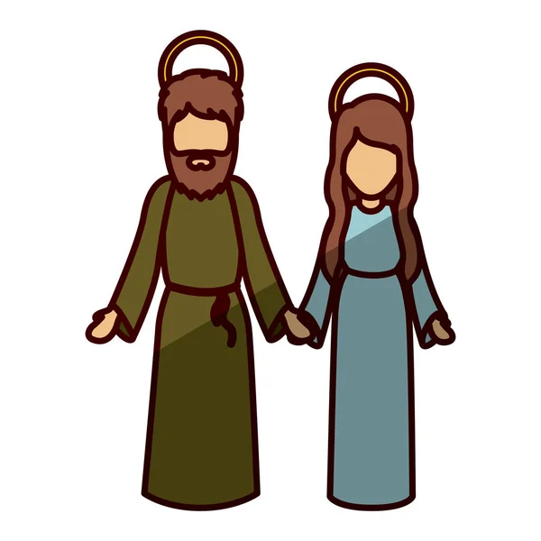 Marie et Joseph dessin animé de la conception de la nuit sainte — Image vectorielle
