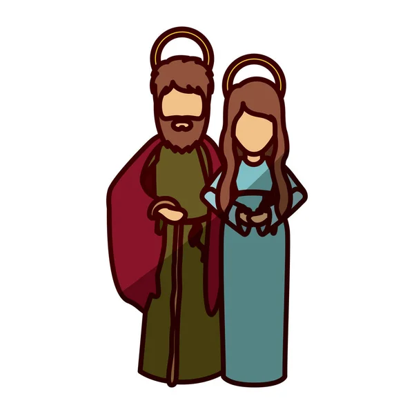 Maria och Josef tecknad av Helig natt design — Stock vektor