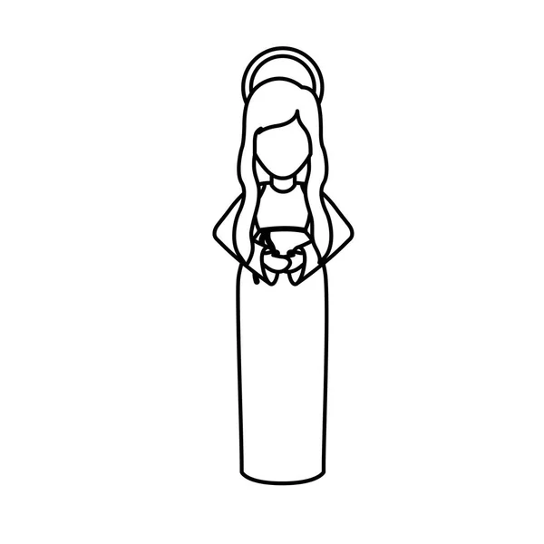 Mary tecknad av Helig natt design — Stock vektor