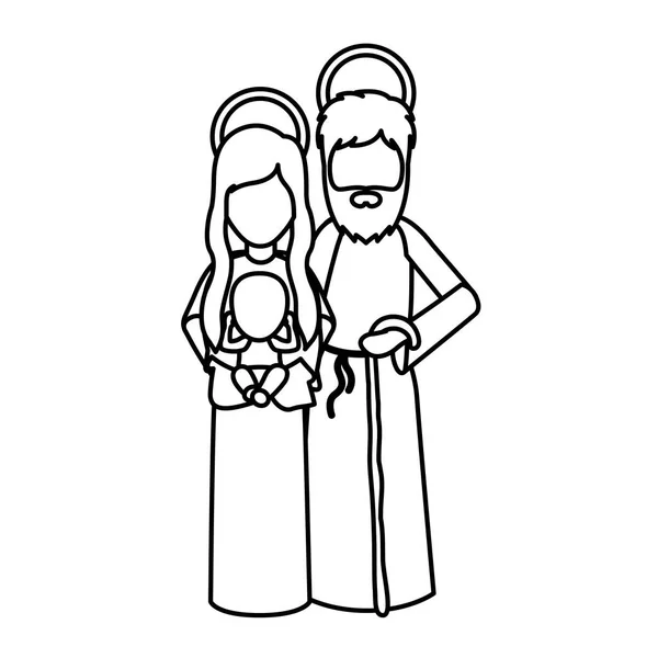 Mary joseph och jesus heliga natt design — Stock vektor