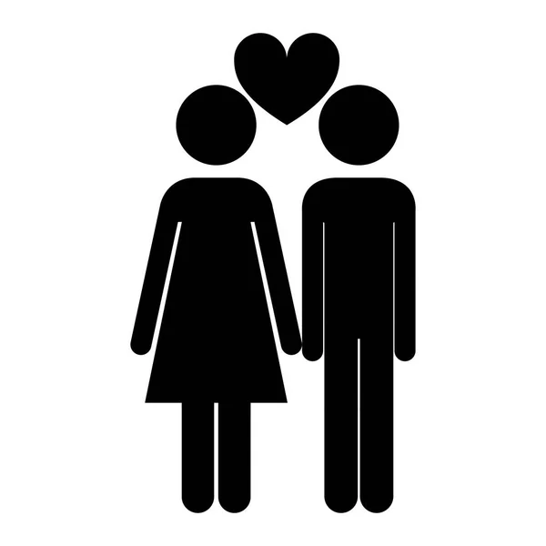 Silhouette de couple icône — Image vectorielle