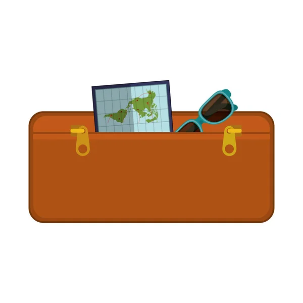 Travel suitcase brown of vacation — Stock Vector