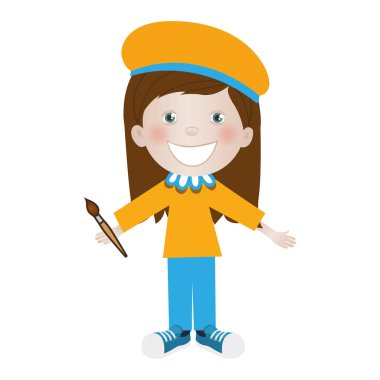 Çocuk ressam simge görüntüsü olarak giyinmiş