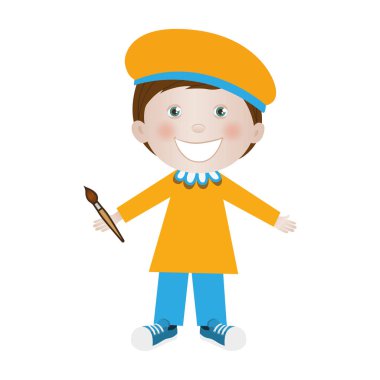 Çocuk ressam simge görüntüsü olarak giyinmiş